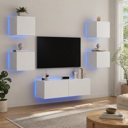 Stunning 5 Piece Wall Cabinets with RGB LED Lights