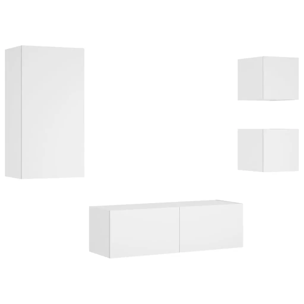 4 Floating Storage Units with RGB LED Lights in White