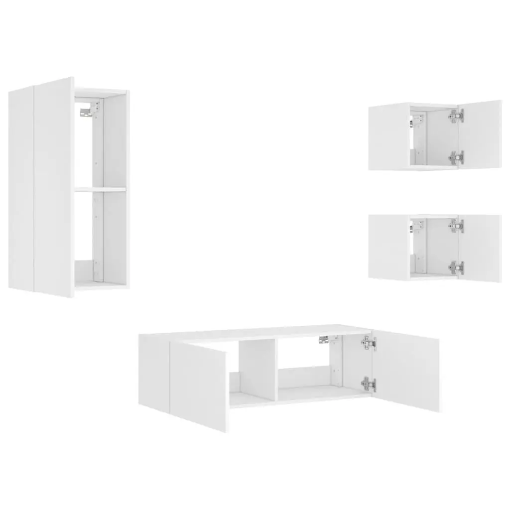 4 Floating Storage Units with RGB LED Lights in White