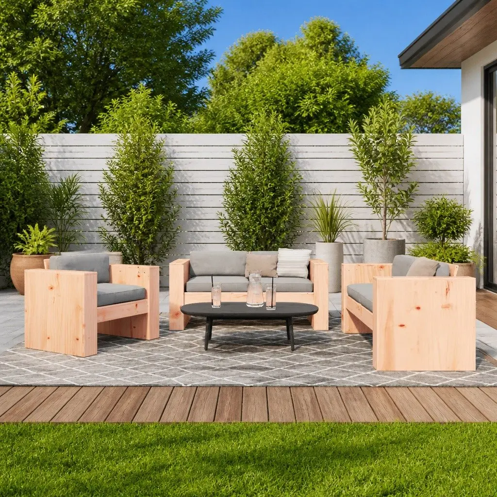 Solid Wood 2 Piece Garden Lounge Set for Outdoor Spaces