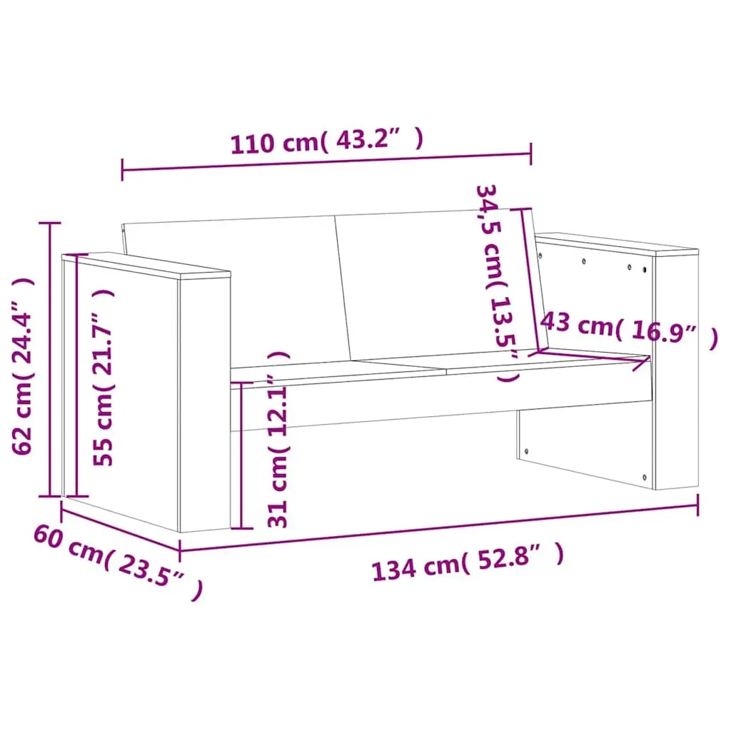 Solid Wood 2 Piece Garden Lounge Set for Outdoor Spaces