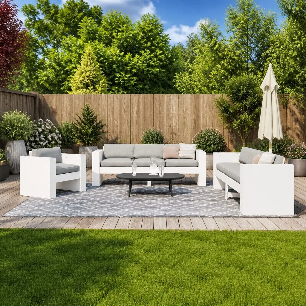 2 Piece Garden Lounge Set Solid Pine Wood White
