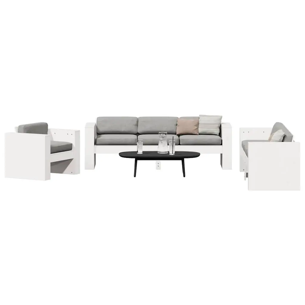 2 Piece Garden Lounge Set Solid Pine Wood White