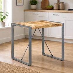 Industrial Dining Table with Rough Mango Wood Finish