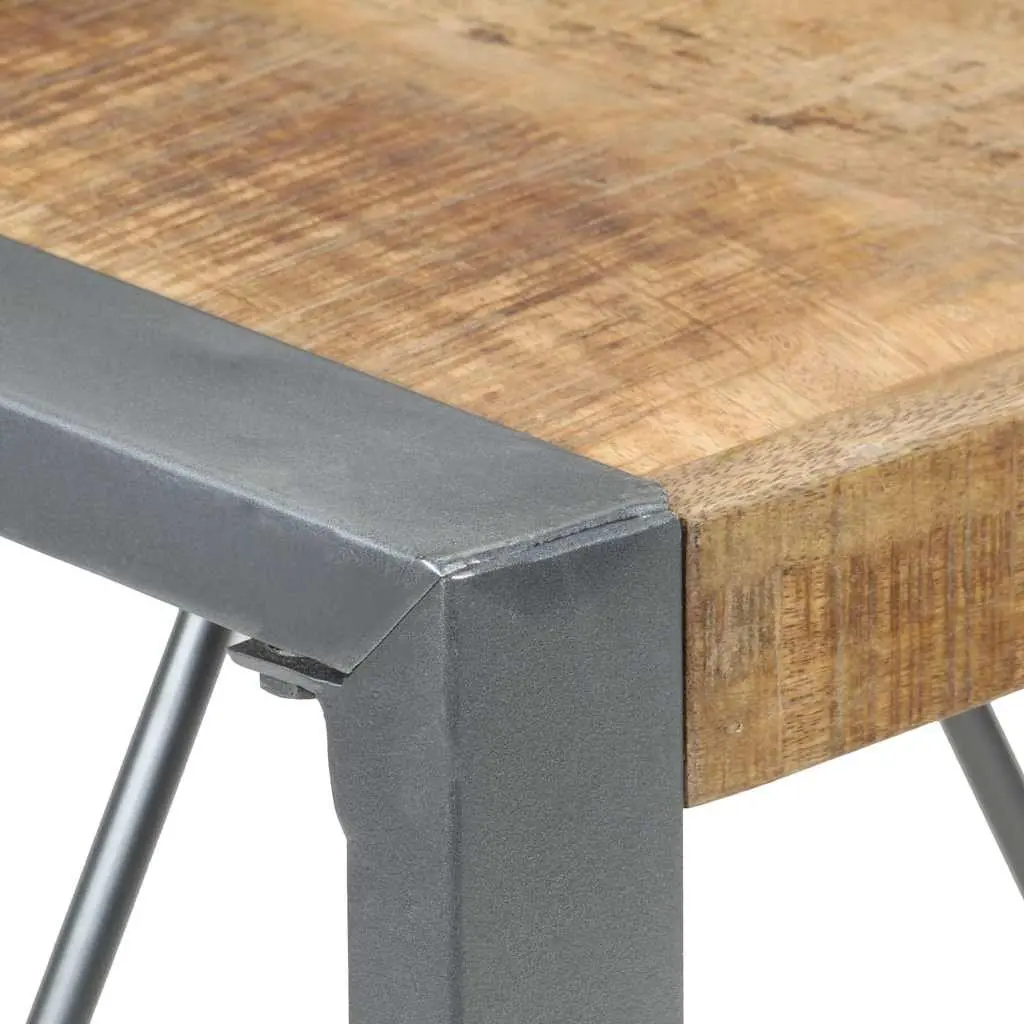 Industrial Dining Table with Rough Mango Wood Finish
