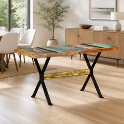 Unique Industrial Dining Table with Reclaimed Wood Design