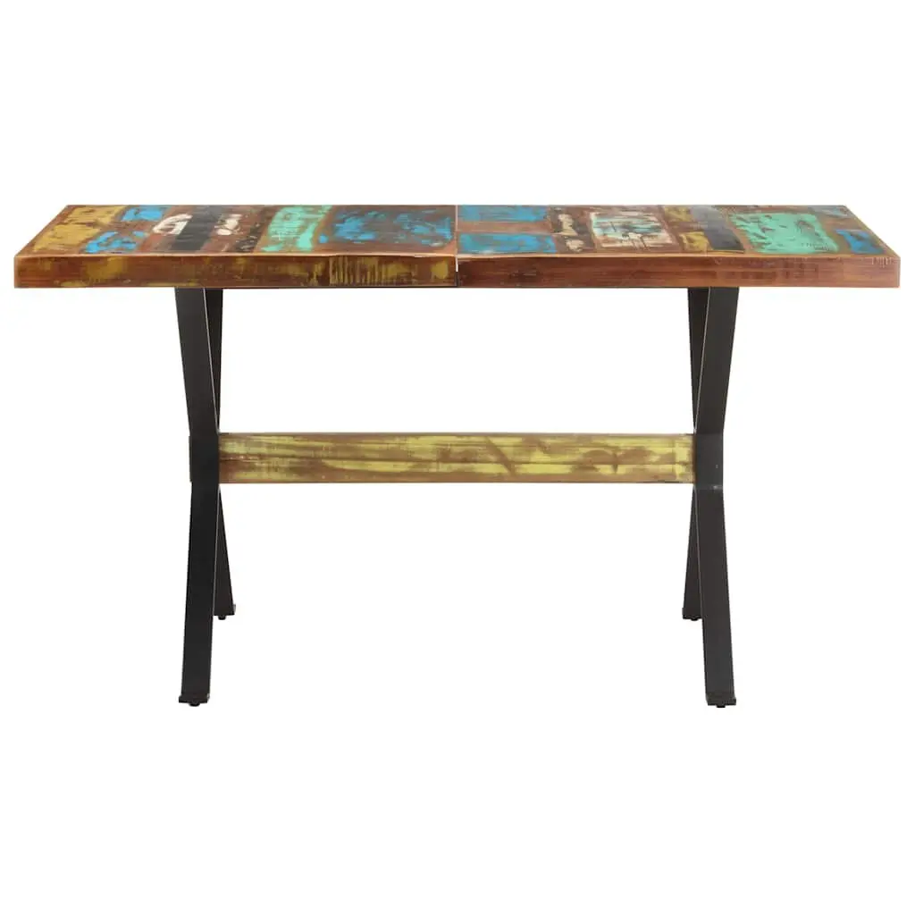 Dining Table 140x70x76 cm Solid Reclaimed Wood Industrial Kitchen Room Furniture
