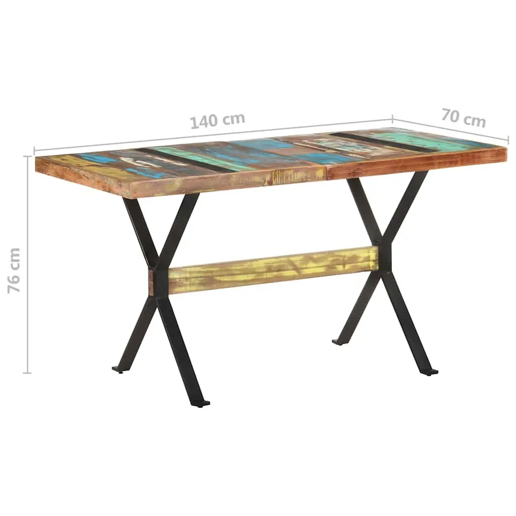 Dining Table 140x70x76 cm Solid Reclaimed Wood Industrial Kitchen Room Furniture