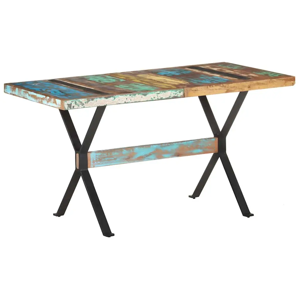 Dining Table 140x70x76 cm Solid Reclaimed Wood Industrial Kitchen Room Furniture