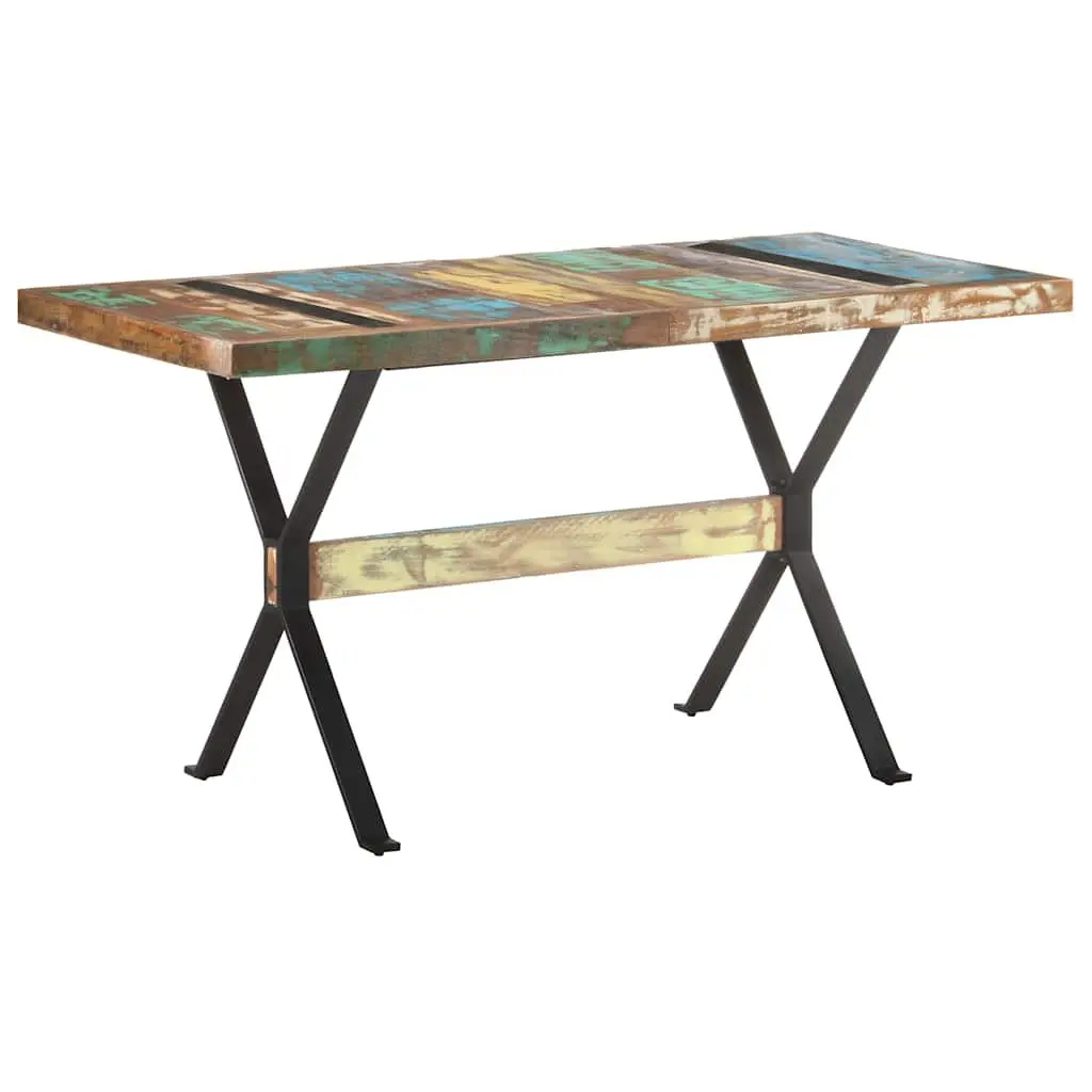 Dining Table 140x70x76 cm Solid Reclaimed Wood Industrial Kitchen Room Furniture