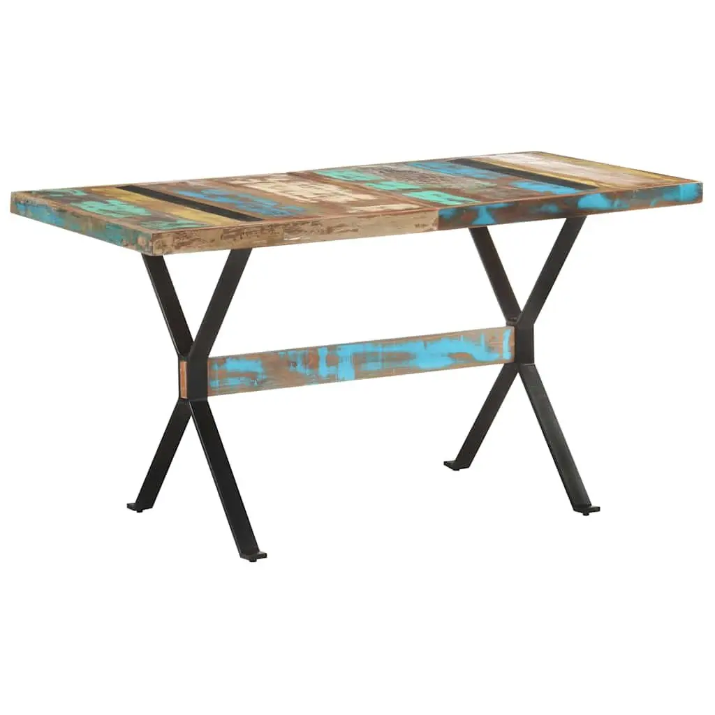 Dining Table 140x70x76 cm Solid Reclaimed Wood Industrial Kitchen Room Furniture