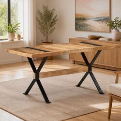 Wooden Dining Table 160x80x76 cm with Steel Legs