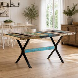 Solid Reclaimed Wood Industrial Dining Table 160x80x76 cm