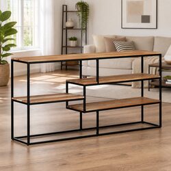 Industrial Acacia Wood Sideboard with Steel Frame 150x30x75 cm
