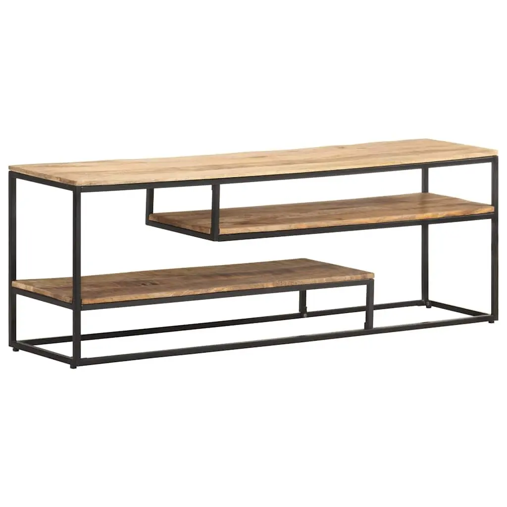 TV Cabinet 130x30x45cm Rough Mango Wood Industrial Style Media Storage Unit