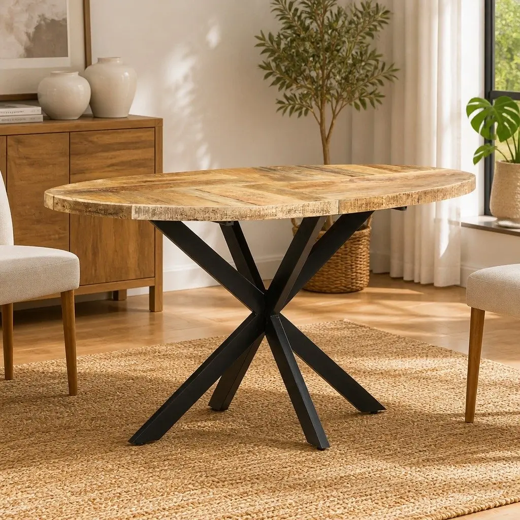 Brown Solid Mango Wood Dining Table 140x80x75 cm