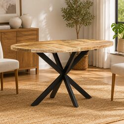 Brown Solid Mango Wood Dining Table 140x80x75 cm