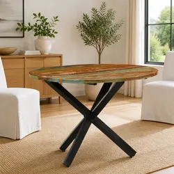 Exceptional Round Dining Table in Reclaimed Wood - 100x100cm
