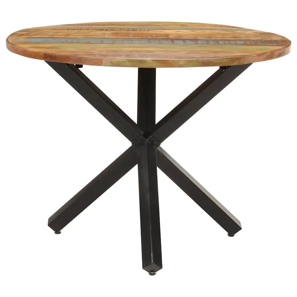 Round Dining Table 100x100x75cm Reclaimed Wood Kitchen Furniture Brown