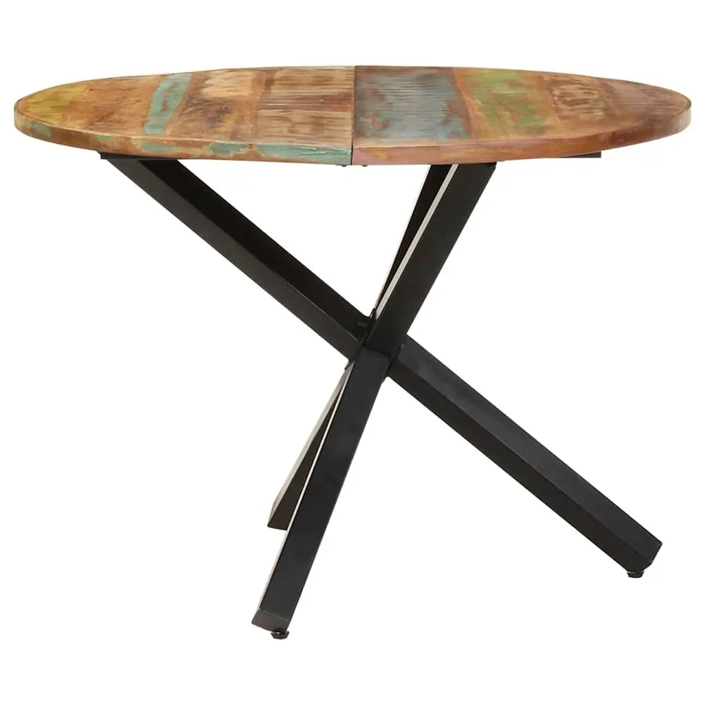 Round Dining Table 100x100x75cm Reclaimed Wood Kitchen Furniture Brown