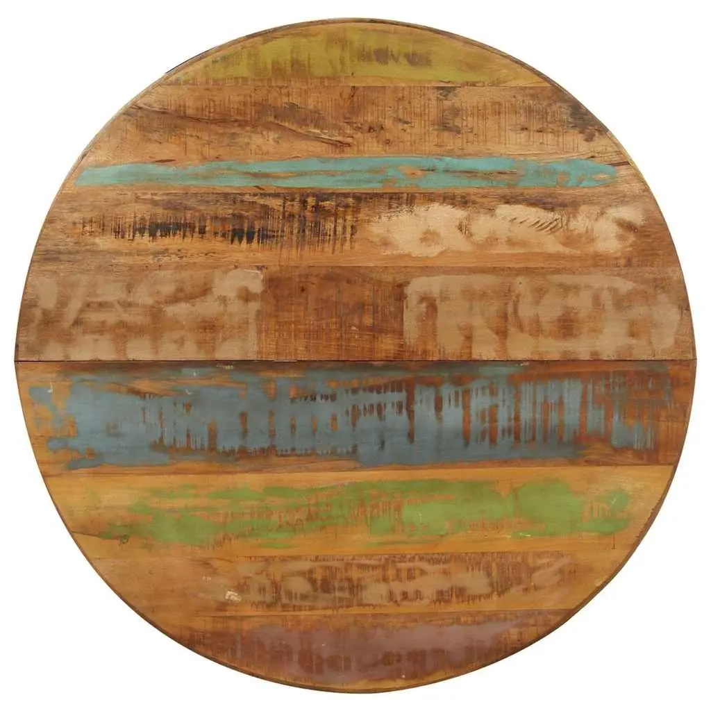 Round Dining Table 100x100x75cm Reclaimed Wood Kitchen Furniture Brown
