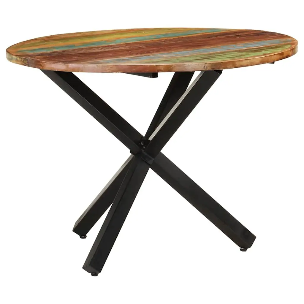 Round Dining Table 100x100x75cm Reclaimed Wood Kitchen Furniture Brown
