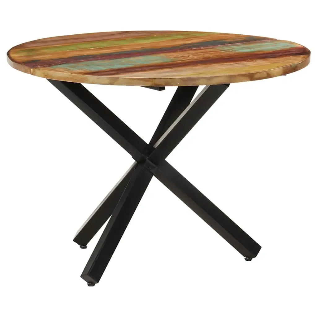 Round Dining Table 100x100x75cm Reclaimed Wood Kitchen Furniture Brown