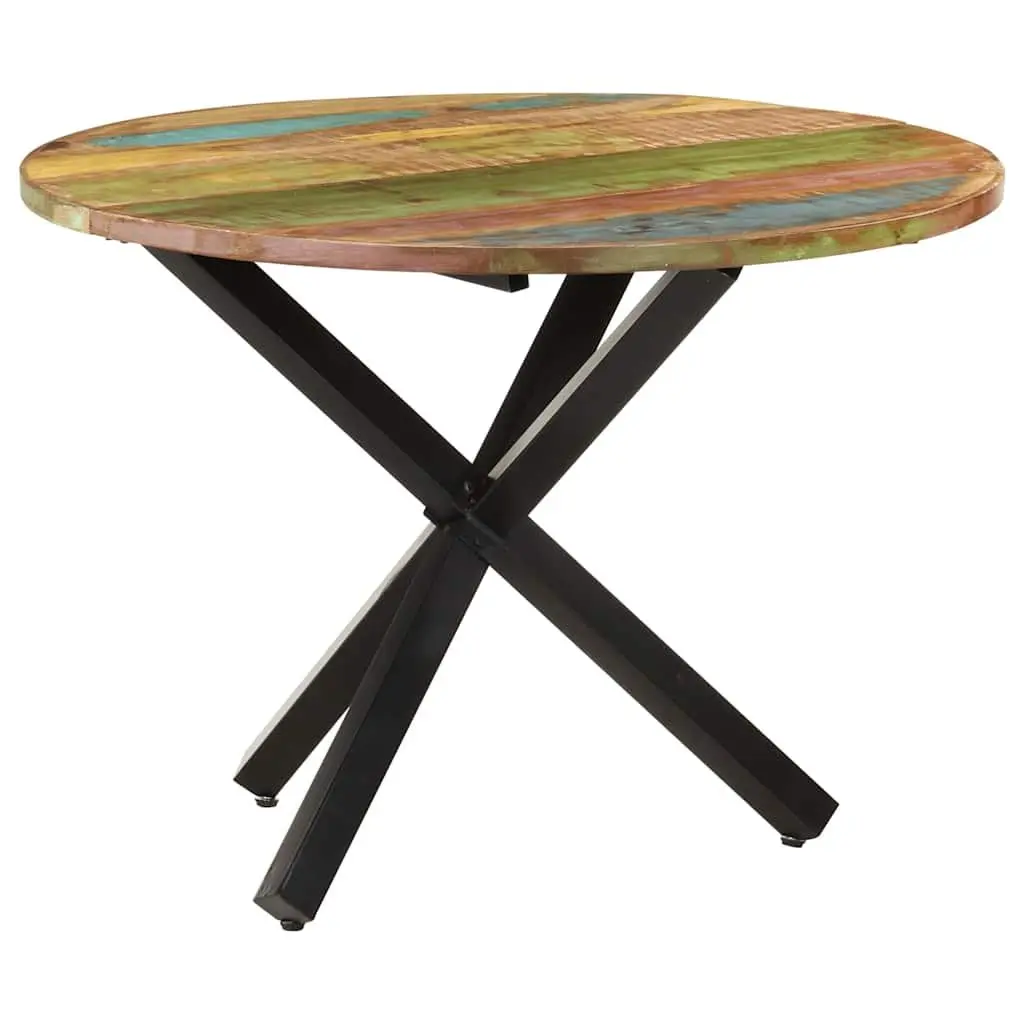 Round Dining Table 100x100x75cm Reclaimed Wood Kitchen Furniture Brown