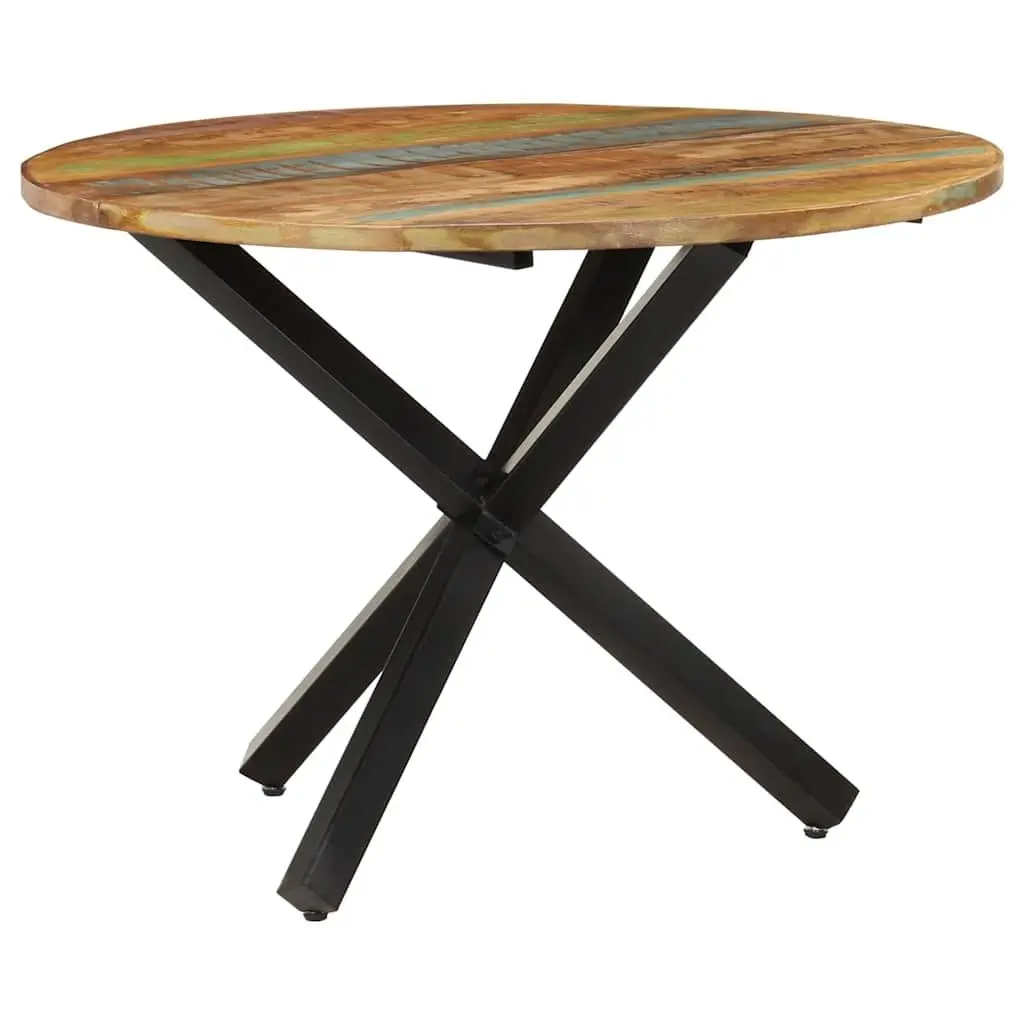 Round Dining Table 100x100x75cm Reclaimed Wood Kitchen Furniture Brown