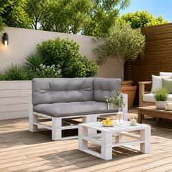 Durable Grey Outdoor Sofa Seat Pad Cushions, Set of 3