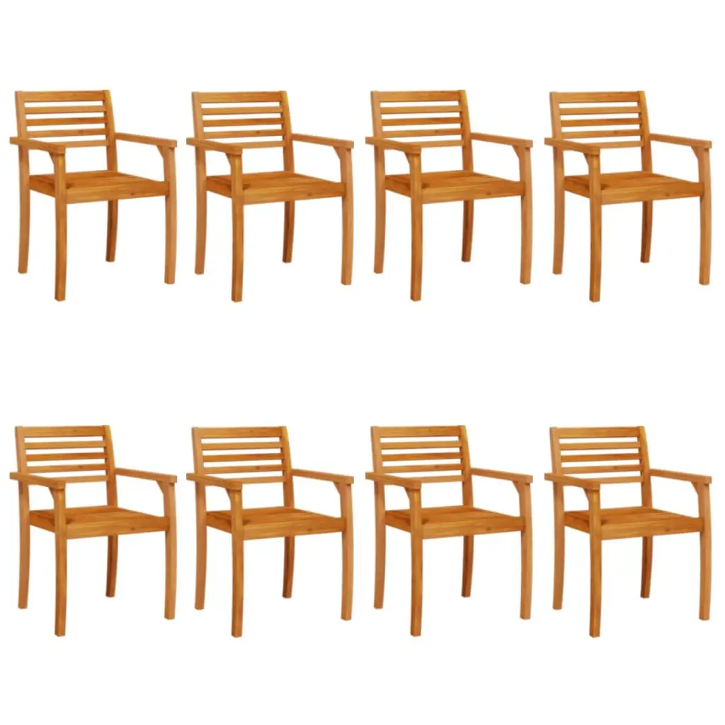 Outdoor Chairs Solid Acacia Wood 59L x 55W x 85H cm Brown 8 Piece Garden Patio Seating Armchair Backrest