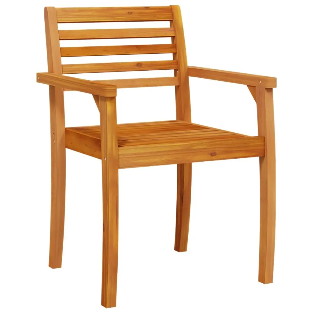 Outdoor Chairs Solid Acacia Wood 59L x 55W x 85H cm Brown 8 Piece Garden Patio Seating Armchair Backrest