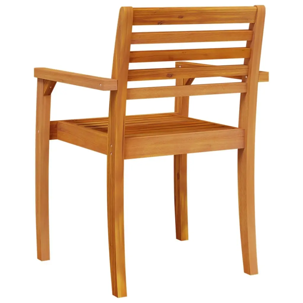 Outdoor Chairs Solid Acacia Wood 59L x 55W x 85H cm Brown 8 Piece Garden Patio Seating Armchair Backrest