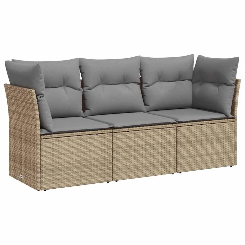 Beige Modular Outdoor Garden Sofa Set 3 Pieces