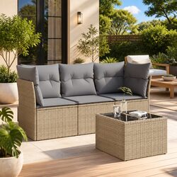 Stylish 4-Piece Beige Garden Sofa Set for Outdoor Comfort