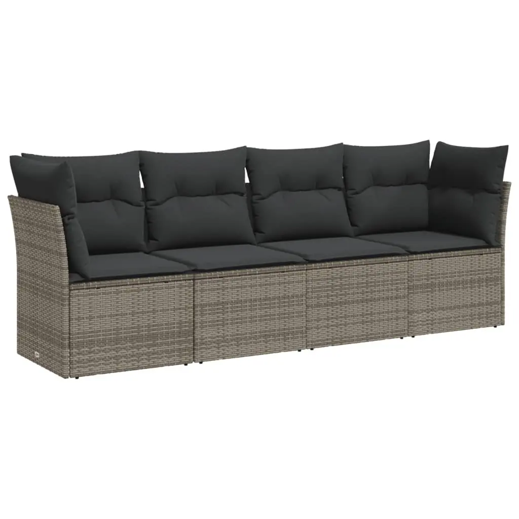 4-Piece Grey Garden Sofa Set with Cushions