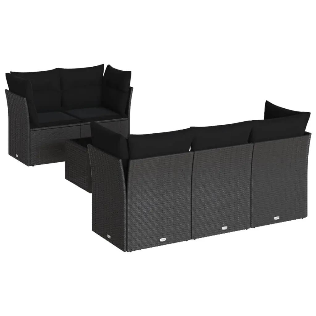 6 Piece Black Poly Rattan Garden Sofa Set