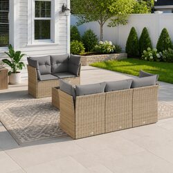 Durable 6 Piece Outdoor Garden Sofa Set with Cushions