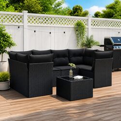 Exceptional 7 Piece Garden Sofa Set with Cushions
