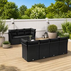 Premium 8 Piece Black Garden Sofa Set for Outdoor Spaces