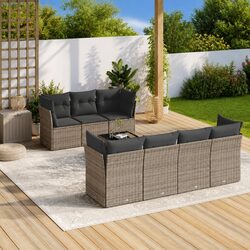 Durable 8 Piece Garden Sofa Set in Grey Poly Rattan
