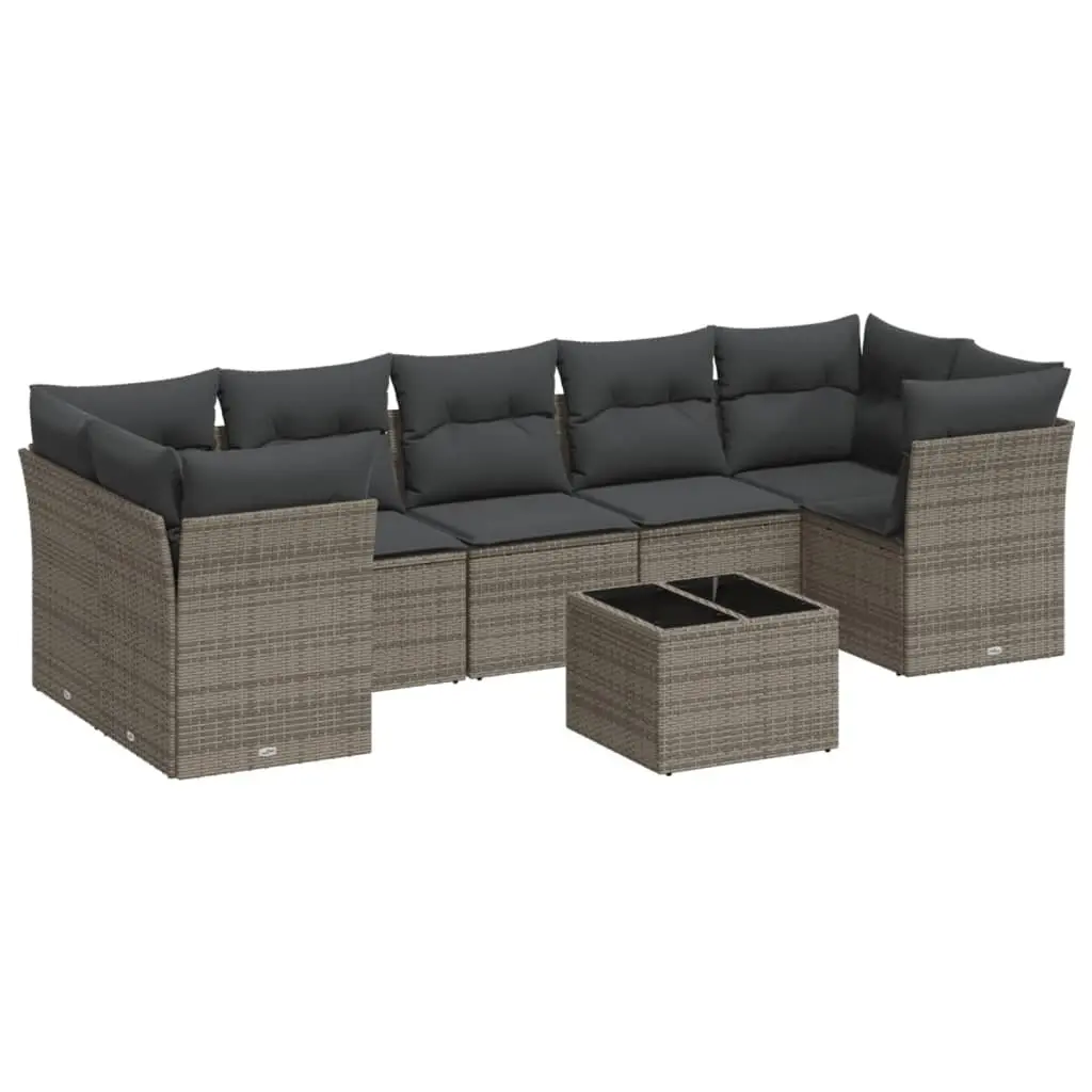 Garden Sofa Set PE Rattan 8 Piece Grey Modular Outdoor Furniture
