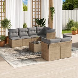 8-Piece Modular Garden Sofa Set in Beige Poly Rattan
