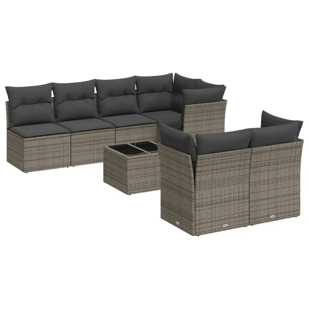 8 Piece Outdoor Sofa Set with Cushions Grey