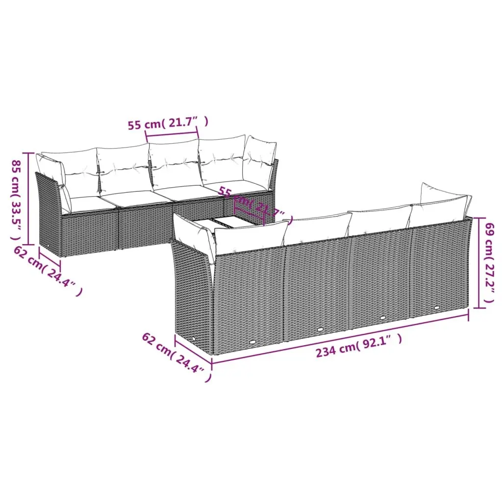 9-Piece Modular Garden Sofa Set for Outdoor Relaxation