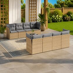 Beige 9-Piece Garden Sofa Set with Durable Construction