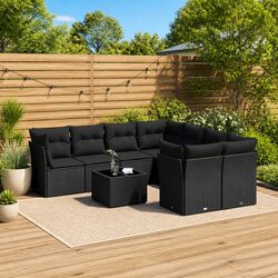 9 Piece Garden Sofa Set with Cushions for Outdoor Spaces
