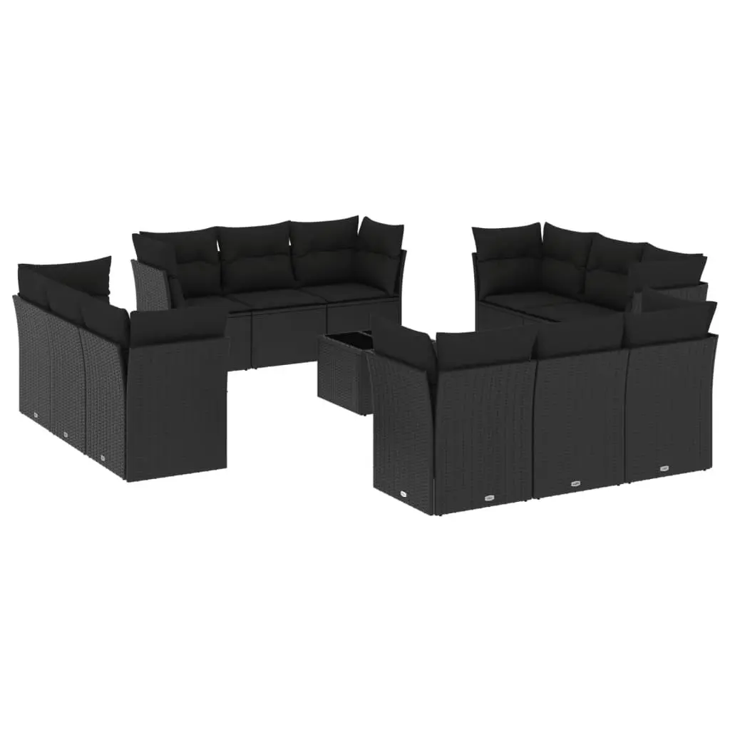 13-Piece Black Rattan Garden Sofa Set
