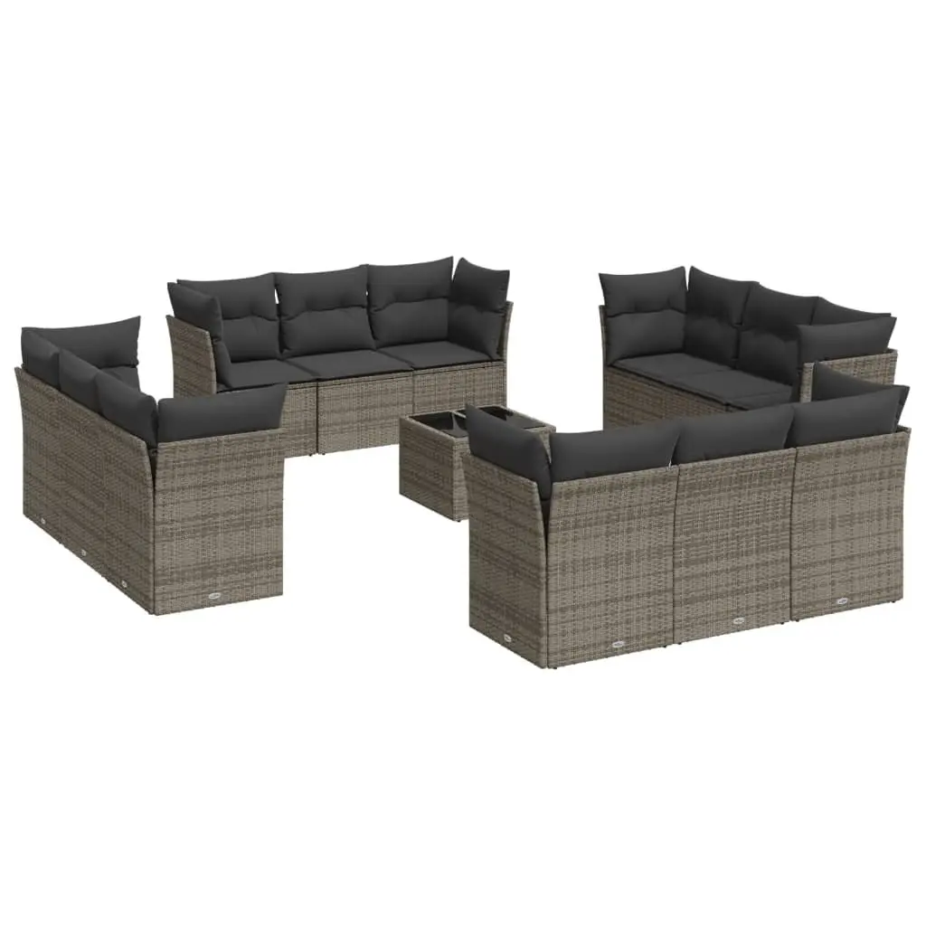 13 Piece Garden Sofa Set in Grey with Cushions