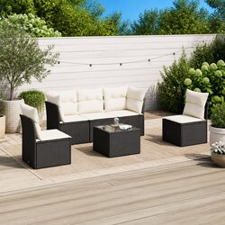 High-Quality Modular Garden Sofa Set - 6 Pieces in Black